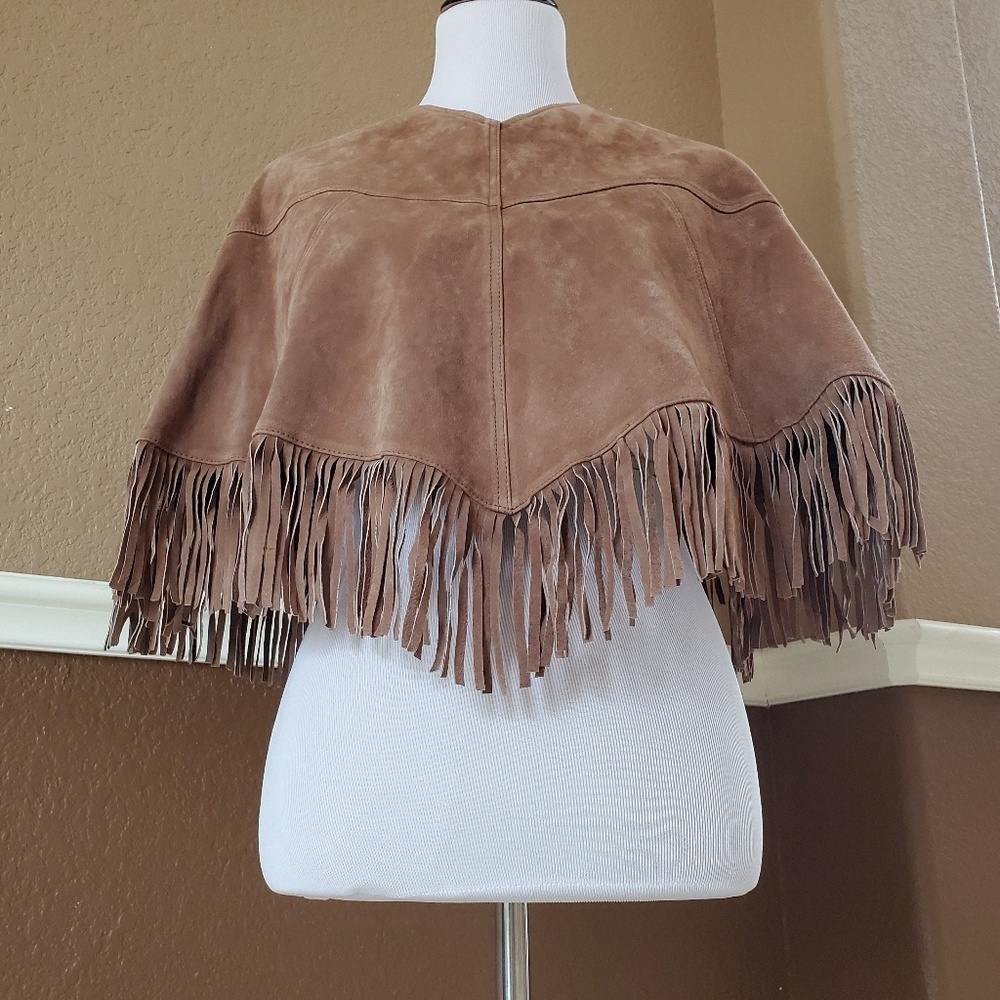 Vintage Leather Fringe Poncho